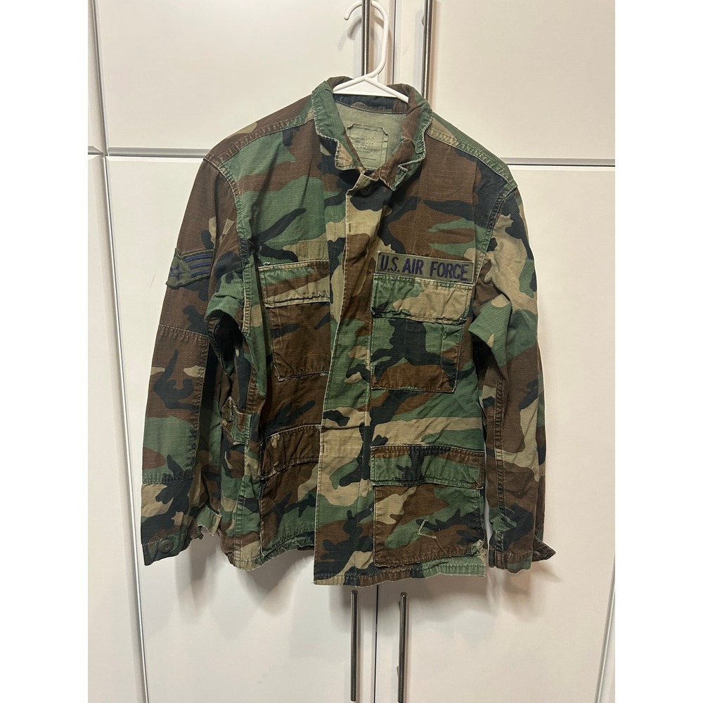 Vintage US Air Force Camo Field Jacket Woodland Ripstop BDU Small Short Military
